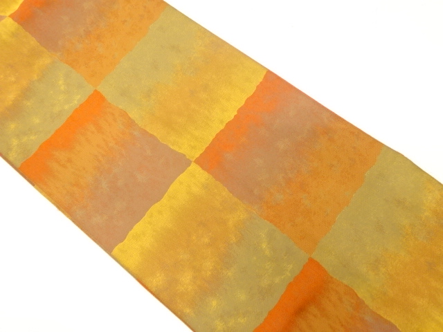 JAPANESE KIMONO / ANTIQUE FUKURO OBI / SILK / WOVEN CHECKERED